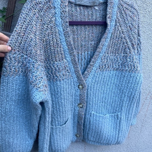 Raquel Allegra Oversized Alpaca Long Line Cardigan Sweater Blue Gray - Picture 6 of 9